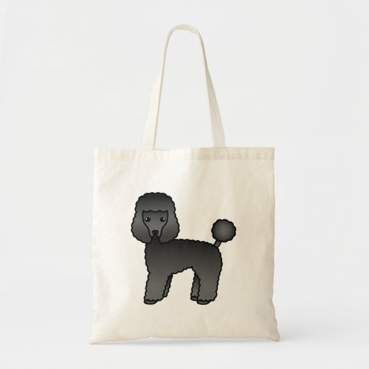Black Toy Poodle Cute Cartoon Dog トートバッグ (正面)