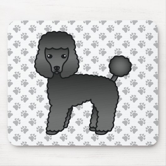 Black Toy Poodle Cute Cartoon Dog マウスパッド (正面)