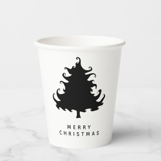 Black Tree Merry Christmas 紙コップ (正面)
