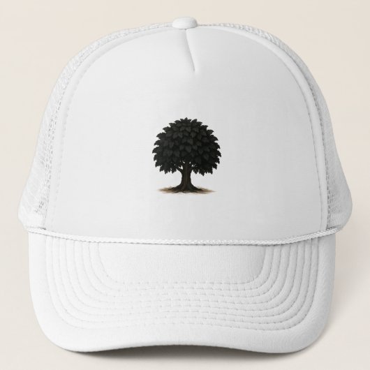 Black Tree Silhouette Cap – Minimal Nature Hat キャップ (正面)
