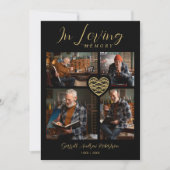 Black Trendy Collage 4 Photos Modern Heart  招待状 (正面)