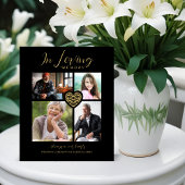 Black Trendy Collage 4 Photos Modern Heart Wedding 台座サイン