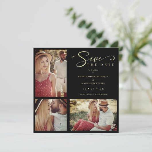 Black Trendy Collage Wedding 3 Photos (スタンド正面)