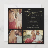 Black Trendy Collage Wedding 3 Photos (正面)