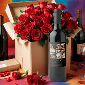 Black Trendy Collage Wedding 4 Photos ワインラベル