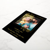 Black Trendy Modern Branches Gold Effect Photo 箔招待状 (回転した状態)