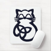 Black Trinity Knot Celtic Cat Mousepad マウスパッド (マウス)