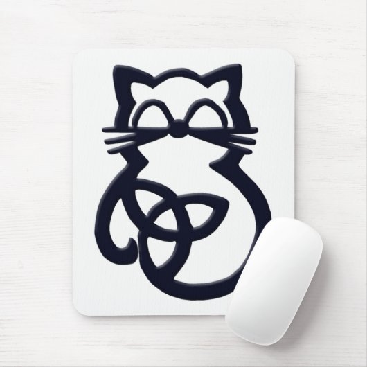 Black Trinity Knot Celtic Cat Mousepad マウスパッド (マウス)