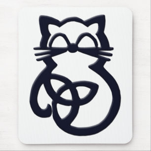 Black Trinity Knot Celtic Cat Mousepad マウスパッド