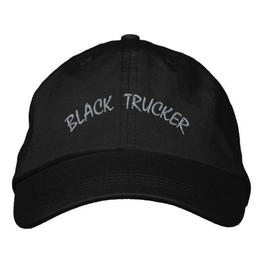 BLACK TRUCKER Premium Adjustable Fashion-Hat Black 刺繍入りキャップ (正面)