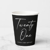 Black Twenty One Birthday Party | Modern 21st 紙コップ (裏面)
