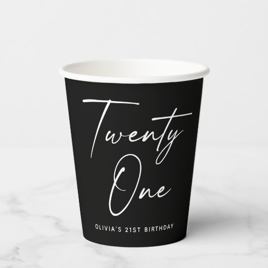 Black Twenty One Birthday Party | Modern 21st 紙コップ (裏面)