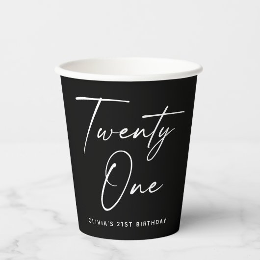 Black Twenty One Birthday Party | Modern 21st 紙コップ (正面)