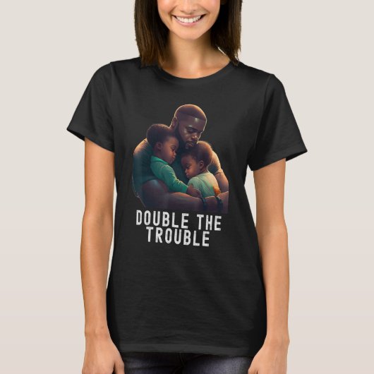 Black Twin Dad Fathers Day Double the trouble  Quo Tシャツ (正面)
