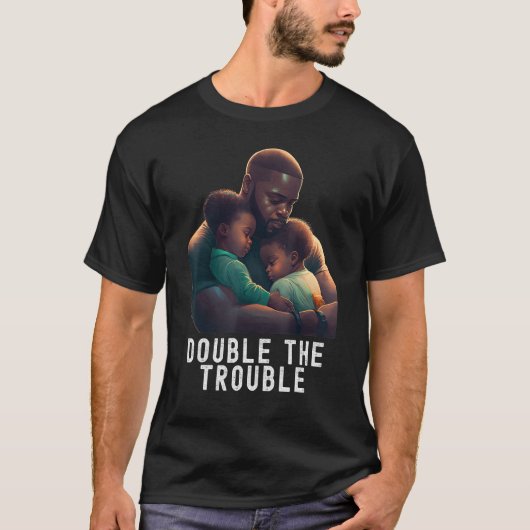 Black Twin Dad Fathers Day Double the trouble  Quo Tシャツ (正面)
