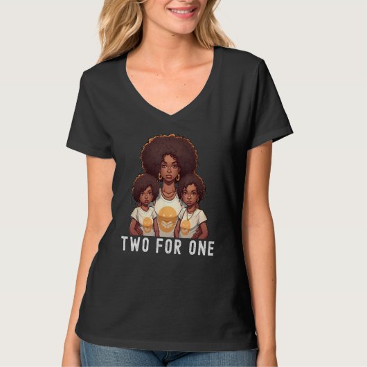 Black Twin Dad Fathers Day Two for one  Quote Tシャツ (正面)