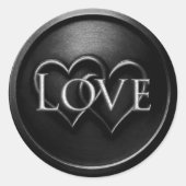 Black Two Hearts Intertwined Wedding ラウンドシール (正面)