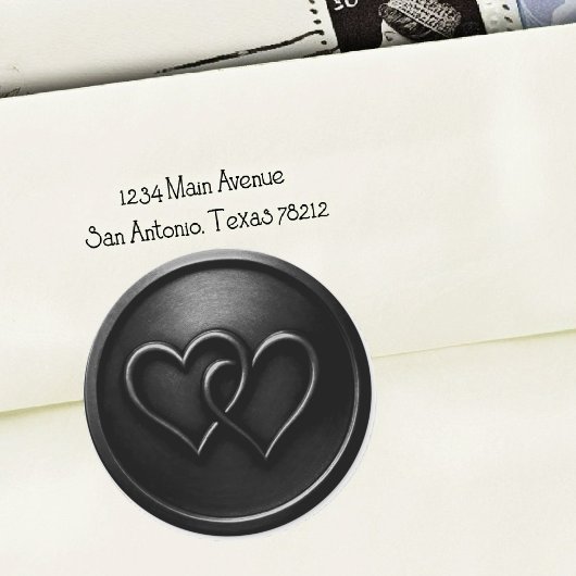Black Two Hearts Intertwined Wedding ラウンドシール