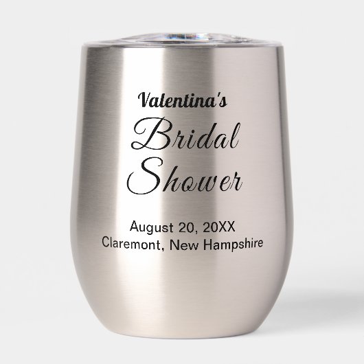 Black Typography Bridal Shower Wine Tumbler (正面)