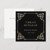 Black Umrah Mubarak Vintage Frame Greeting Card シーズンカード (正面/裏面)