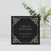 Black Umrah Mubarak Vintage Frame Greeting Card シーズンカード (スタンド正面)
