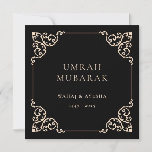 Black Umrah Mubarak Vintage Frame Greeting Card シーズンカード (正面)
