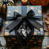 Black Victorian Gothic Skull Etching Memento Mori ラウンドシール