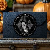 Black Victorian Gothic Skull Etching Memento Mori ラウンドシール