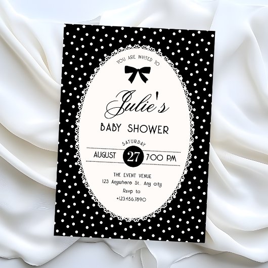 Black vintage baby shower 招待状