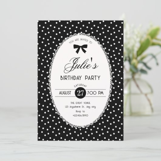 Black vintage birthday 招待状 (スタンド正面)