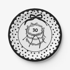 Black Vintage Coquette Bow Cake ペーパープレート