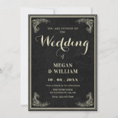 Black vintage elegant wedding  招待状 (正面)