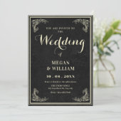 Black vintage elegant wedding  招待状 (スタンド正面)