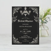 Black Vintage gothic arch angels bridal shower 招待状 (スタンド正面)