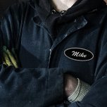 Black Vintage Mechanic Name Template Patch ワッペン<br><div class="desc">A black and silver retro mechanic style patch with your name on it.</div>