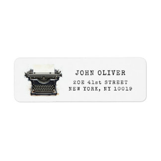 Black vintage Typewriter return address Label ラベル