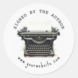 Black vintage Typewriter Signed by the author  ラウンドシール