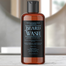 Black vintage waterproof beard wash label