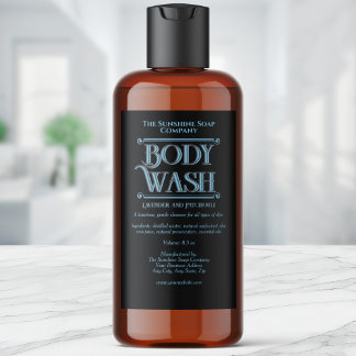 Black vintage waterproof body wash label for men フードラベル