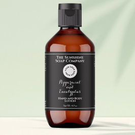 Black w curly text logo cosmetics bottle label  ラベル