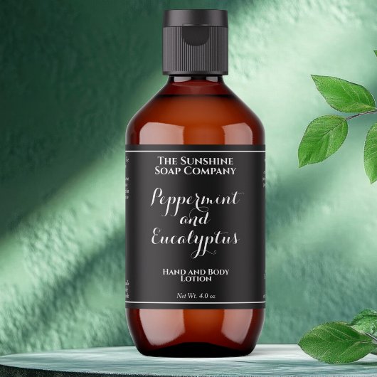 Black w white curly text cosmetics bottle label  ラベル