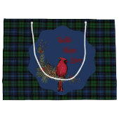 Black Watch Ancient Scottish Tartan  Cardinal ラージペーパーバッグ (裏面)