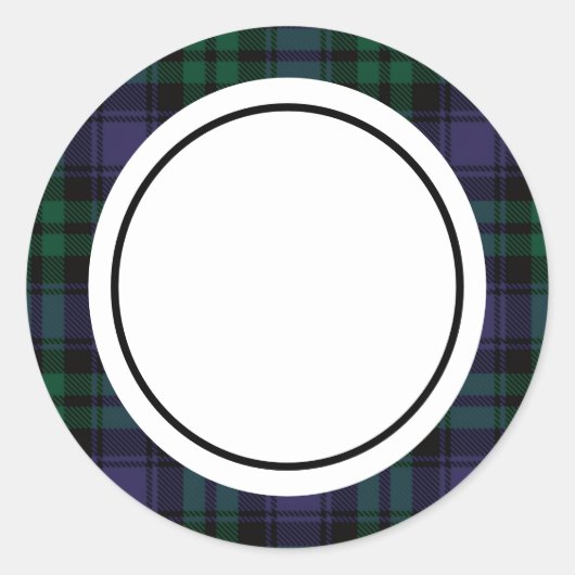 Black Watch Tartan, Plaid ラウンドシール (正面)