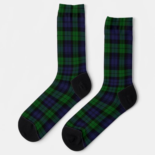 Black Watch Tartan Plaid Print Socks ソックス (左)