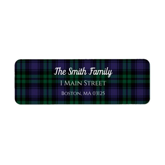 Black Watch Tartan, Plaid Return Address ラベル (正面)