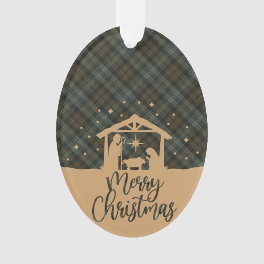 Black Watch Weathered Scottish Tartan Christmas オーナメント (正面)