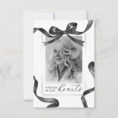 Black Watercolor Bow Funeral Thank You サンキューカード (正面)