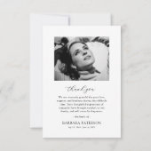 Black Watercolor Bow Funeral Thank You サンキューカード (裏面)