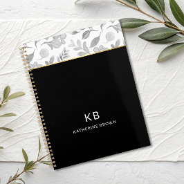 Black Watercolor Floral Pattern Stylish 2026 プランナー手帳