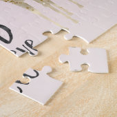 Black Watercolor Inspirational Gold Unicorn ジグソーパズル (側面)